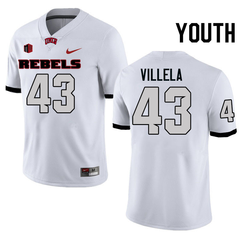 Youth #43 Ramon Villela UNLV Rebels College Football Jerseys Stitched-White